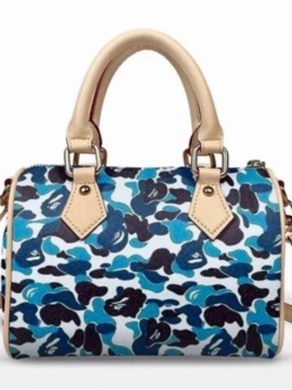 Blue Camo Pattern Satchel Handbag - Unbranded